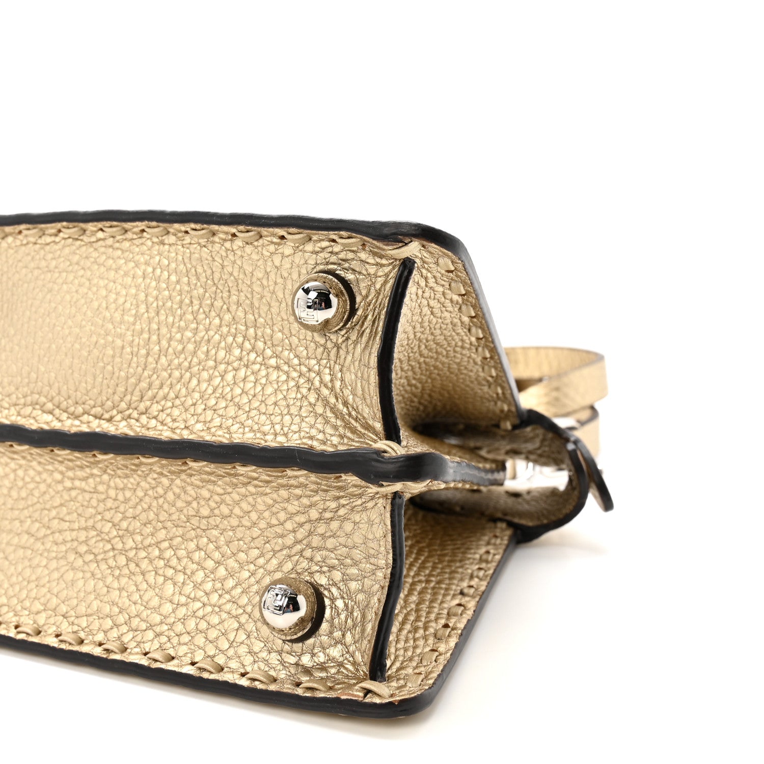 Fendi Metallic Cuoio Roma Sellerissima Nappa Sintetica Tape Stitch Petite Peekaboo I SEE U Iconic Satchel Platino 9 of 9