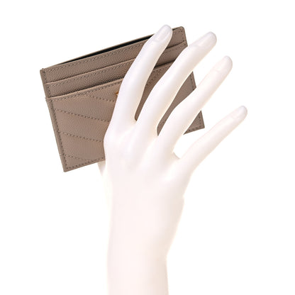 Saint Laurent Grain De Poudre Matelasse Chevron Monogram Credit Card Case Nude Powder 2 of 10