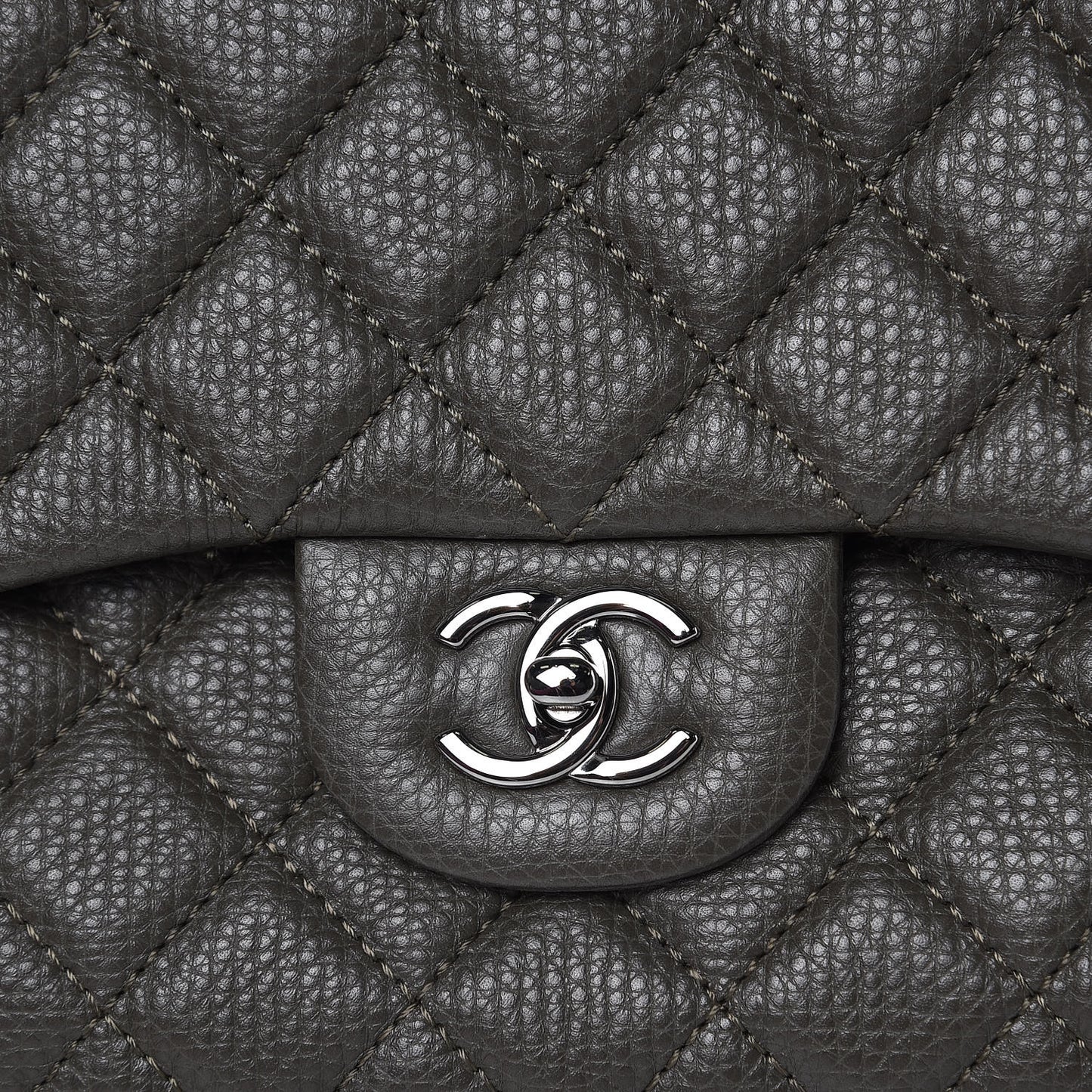 Calfskin Quilted Small XXL Travel Flap Bag Khaki