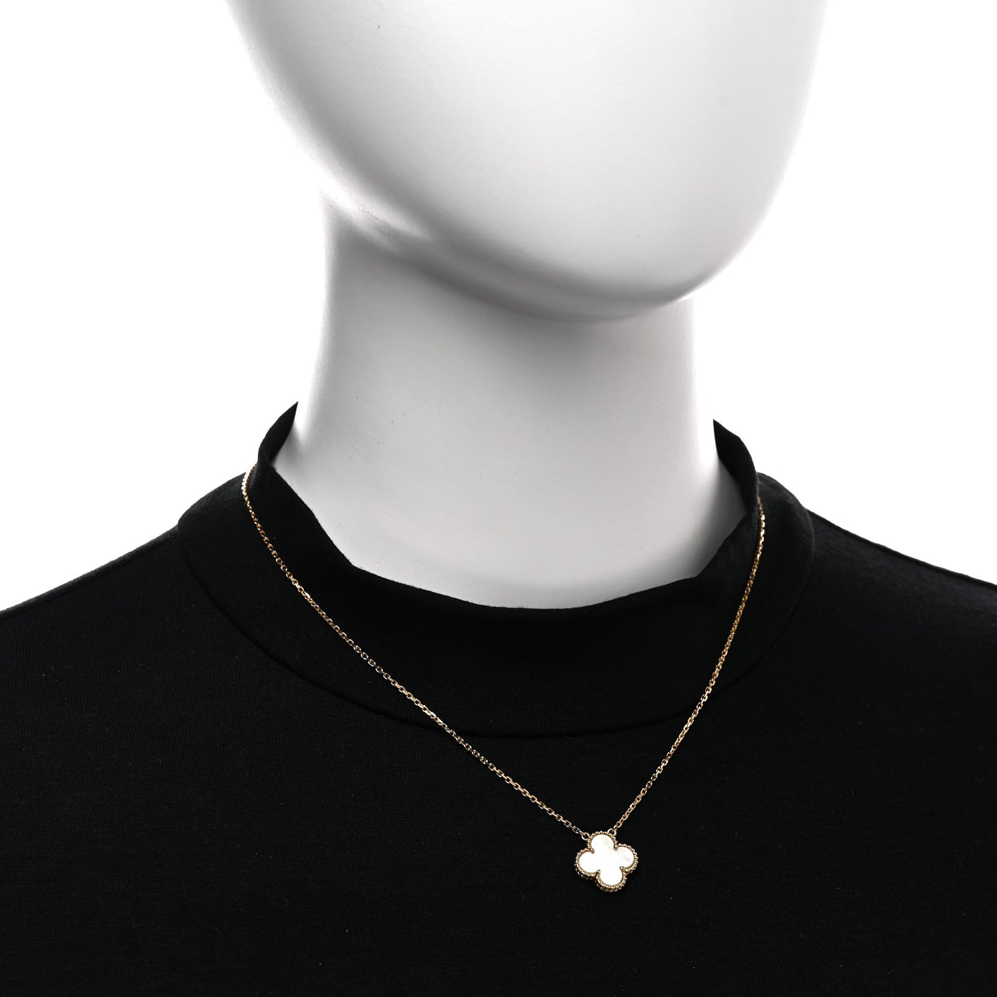 18K Yellow Gold Mother of Pearl Vintage Alhambra Pendant Necklace