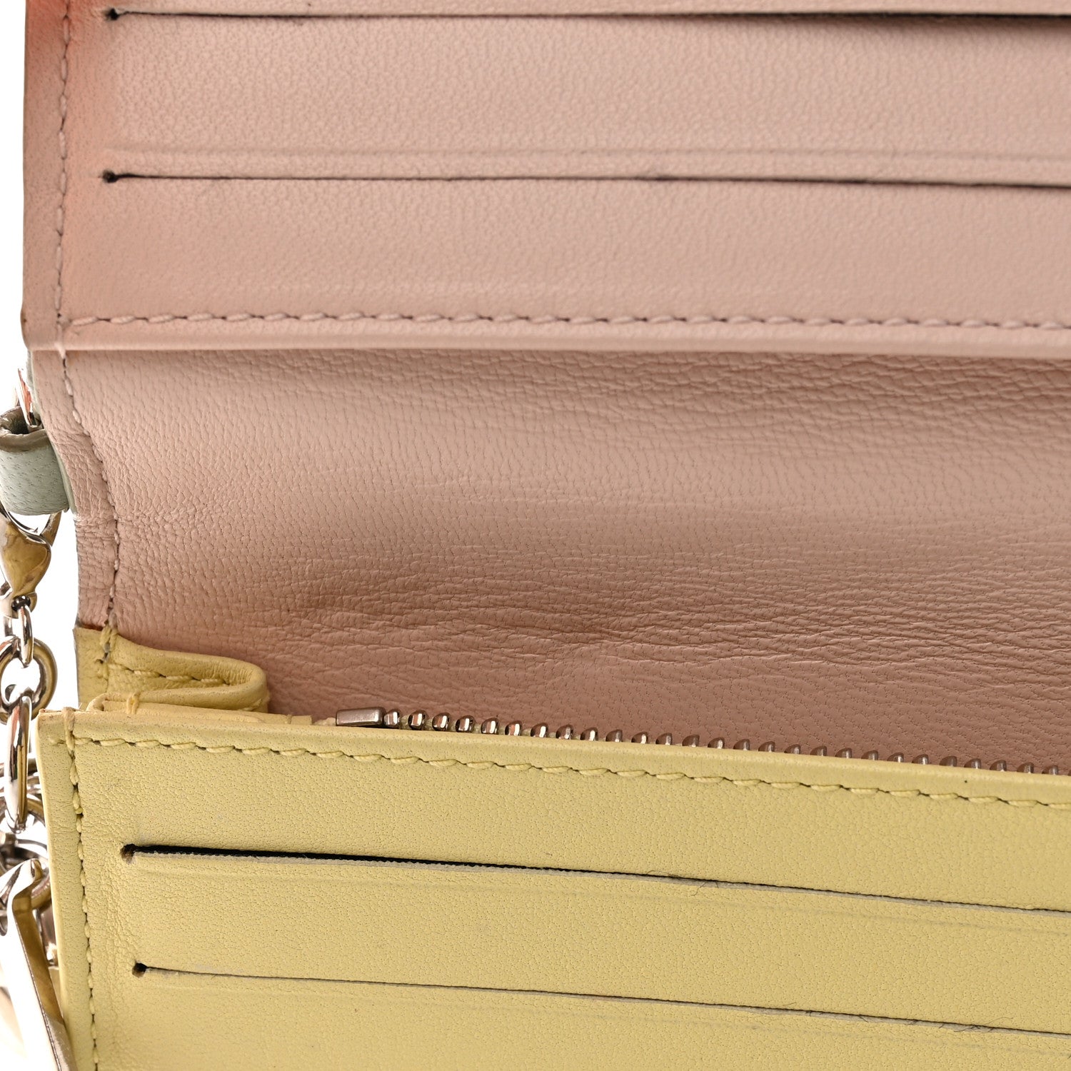 Christian Dior Lambskin Cannage Lady Dior Wallet Organizer Blue Pink Yellow 9 of 14
