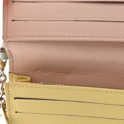 Christian Dior Lambskin Cannage Lady Dior Wallet Organizer Blue Pink Yellow 9 of 14