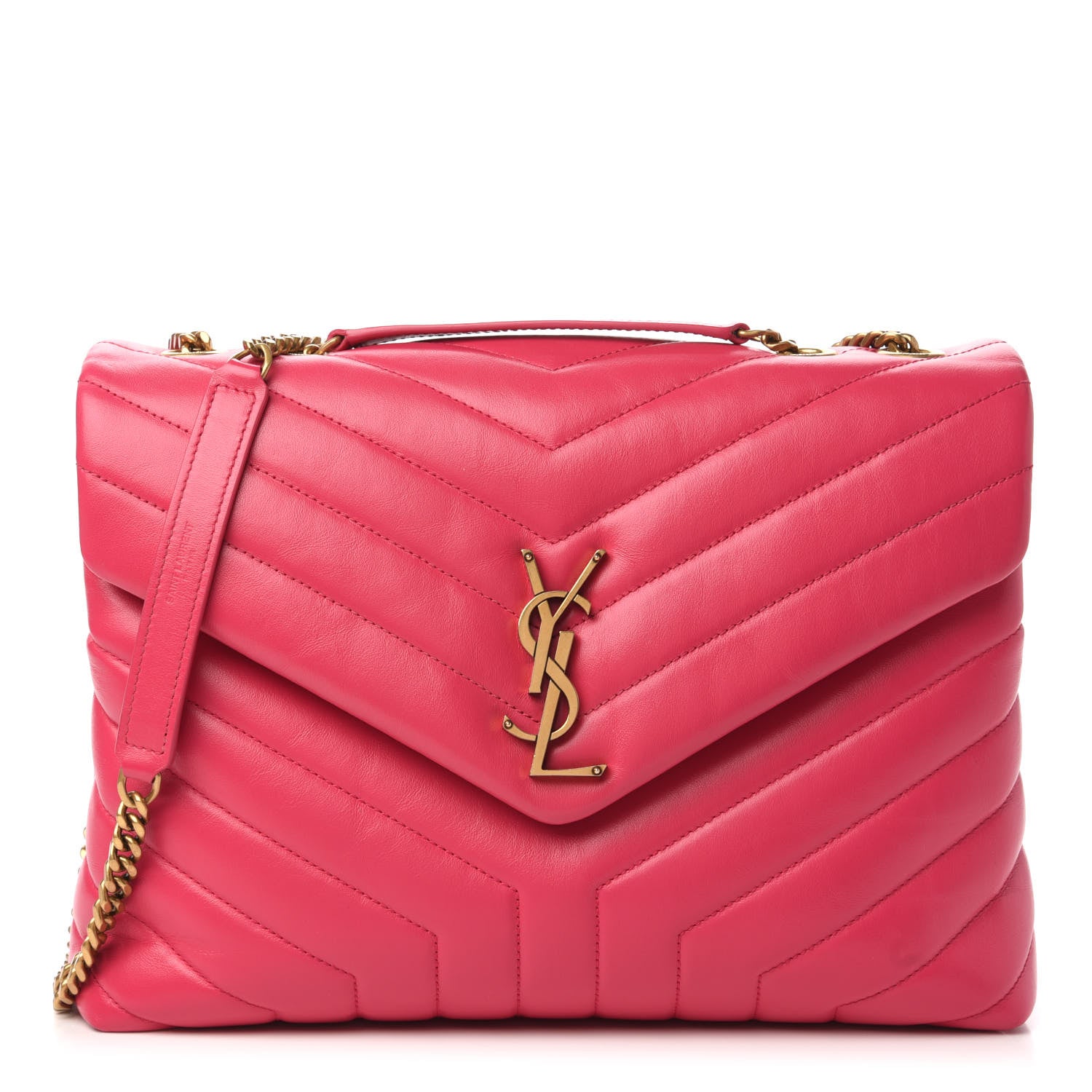 Saint Laurent Calfskin Y Quilted Monogram Medium Loulou Chain Satchel Freesia 1 of 9