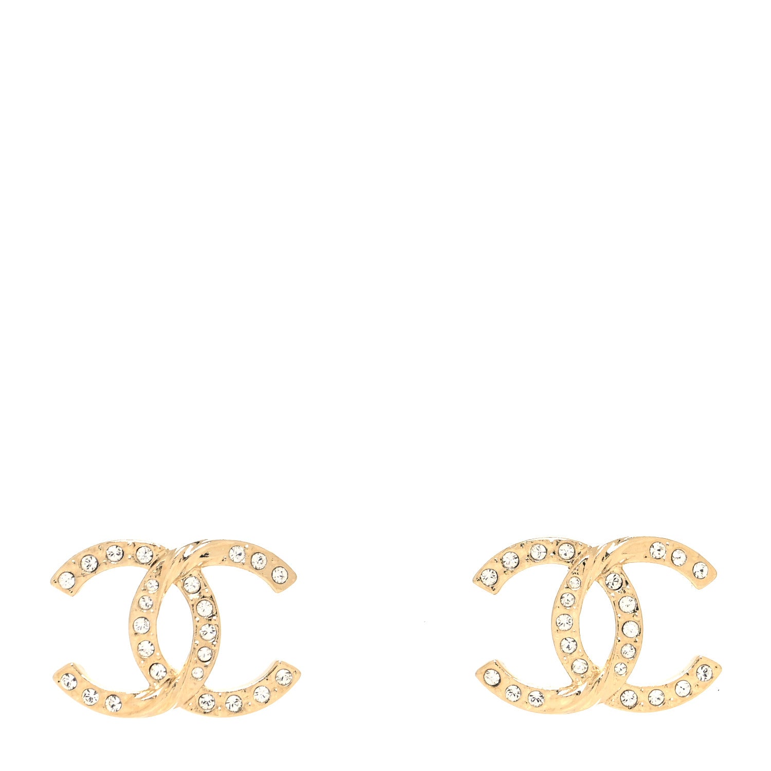 Chanel Crystal Large CC Earrings Gold 1 of 4