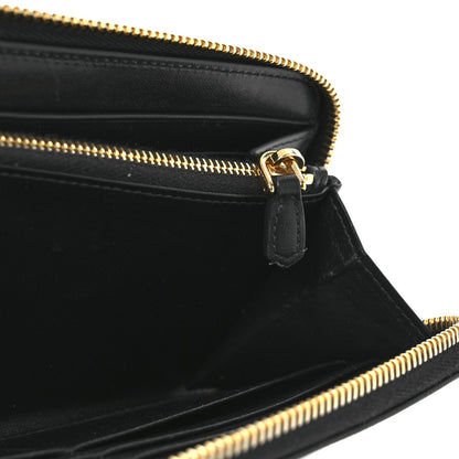 Prada Vitello Move Bi-Color Zip Around Wallet Black 9 of 11