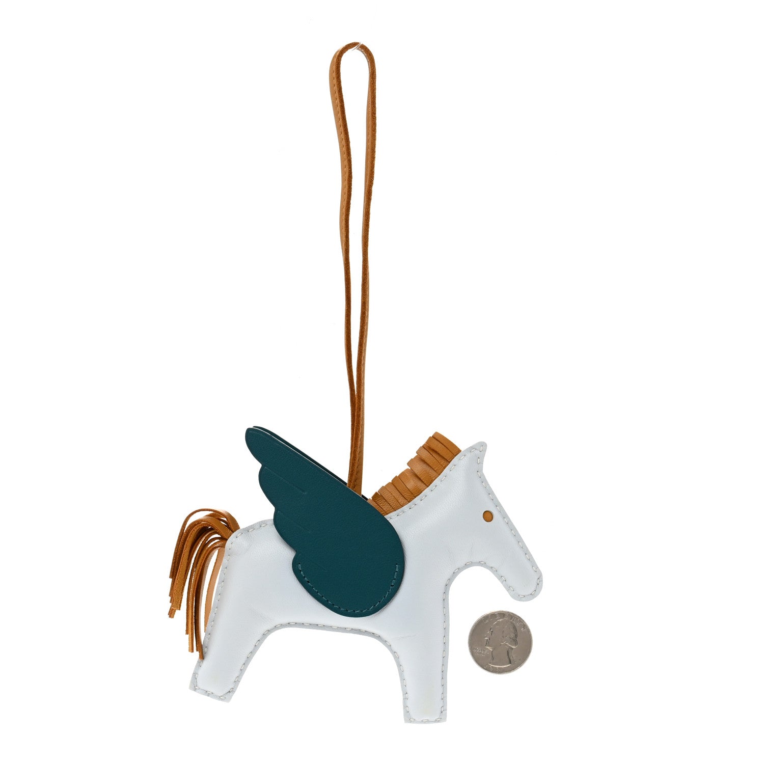 Hermes Milo Lambskin Grigri Rodeo Pegase Horse Bag Charm MM Bleu Brume Sesame Vert Bosphore 2 of 5