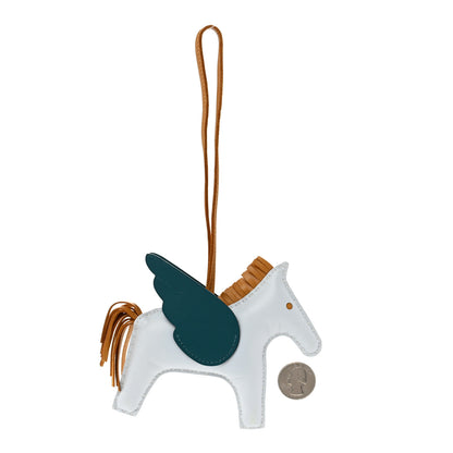 Hermes Milo Lambskin Grigri Rodeo Pegase Horse Bag Charm MM Bleu Brume Sesame Vert Bosphore 2 of 5
