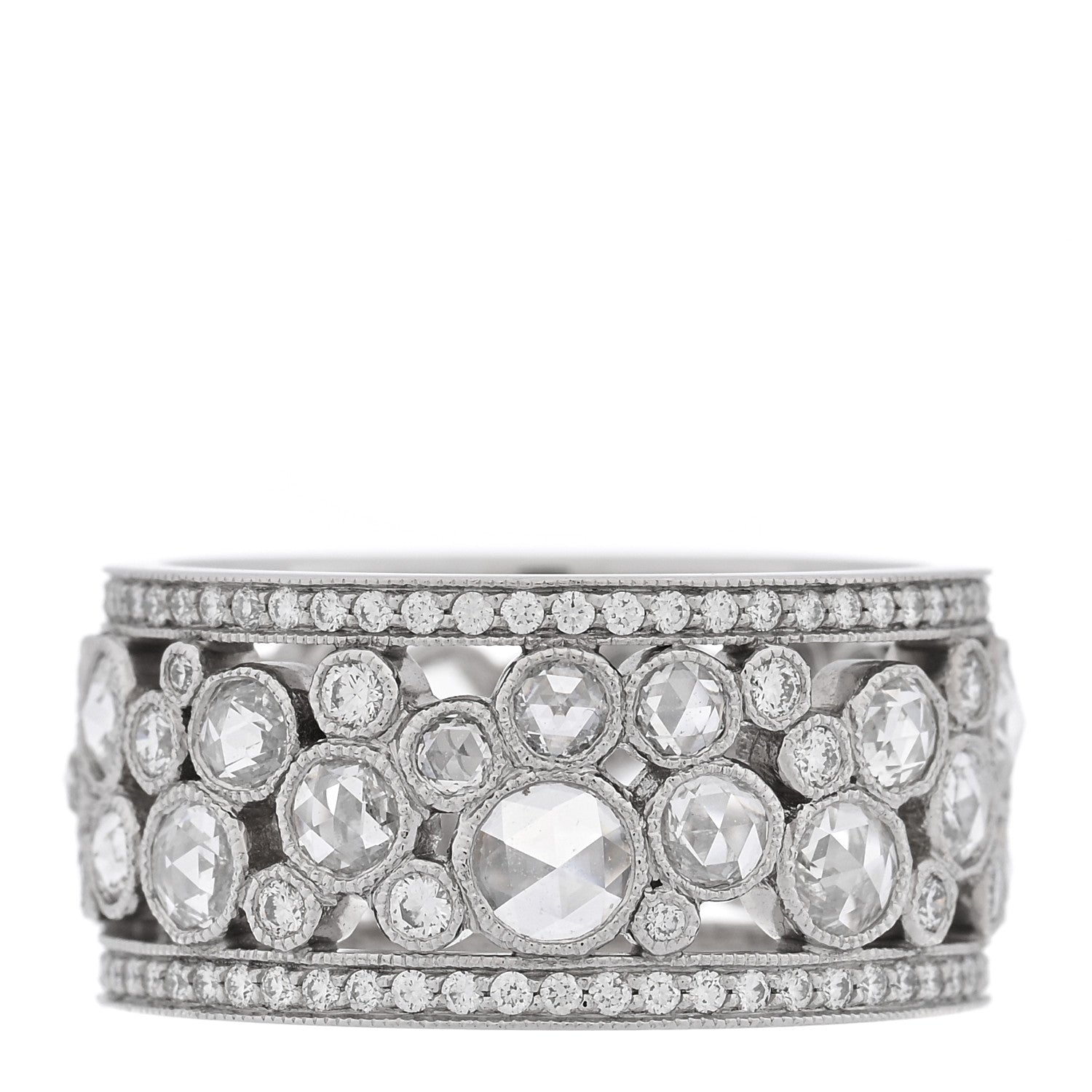 Tiffany Platinum Diamond Cobblestone Band Ring 51 5.75 1 of 5