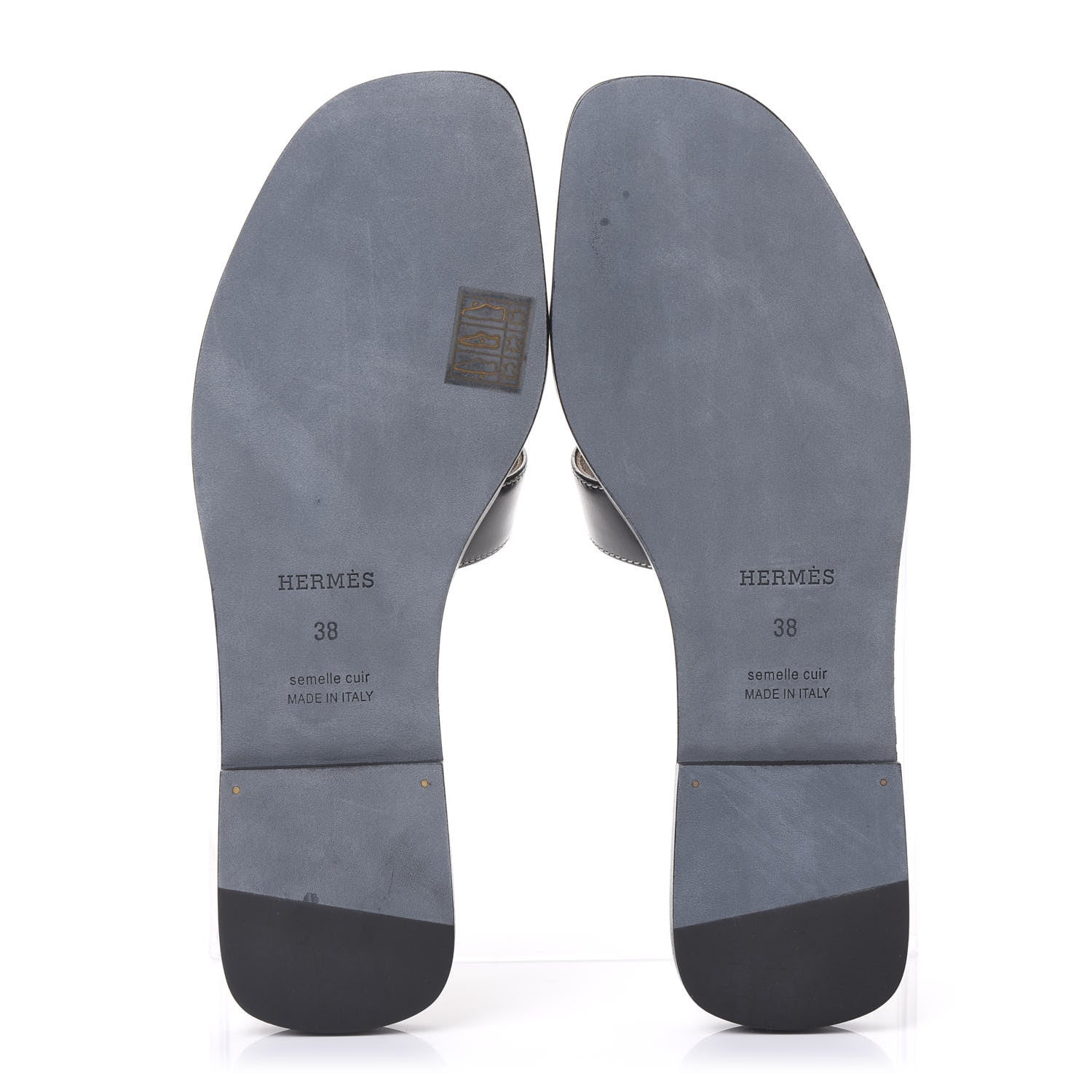 Hermes Box Calfskin Oran Sandals 38 Black 5 of 9