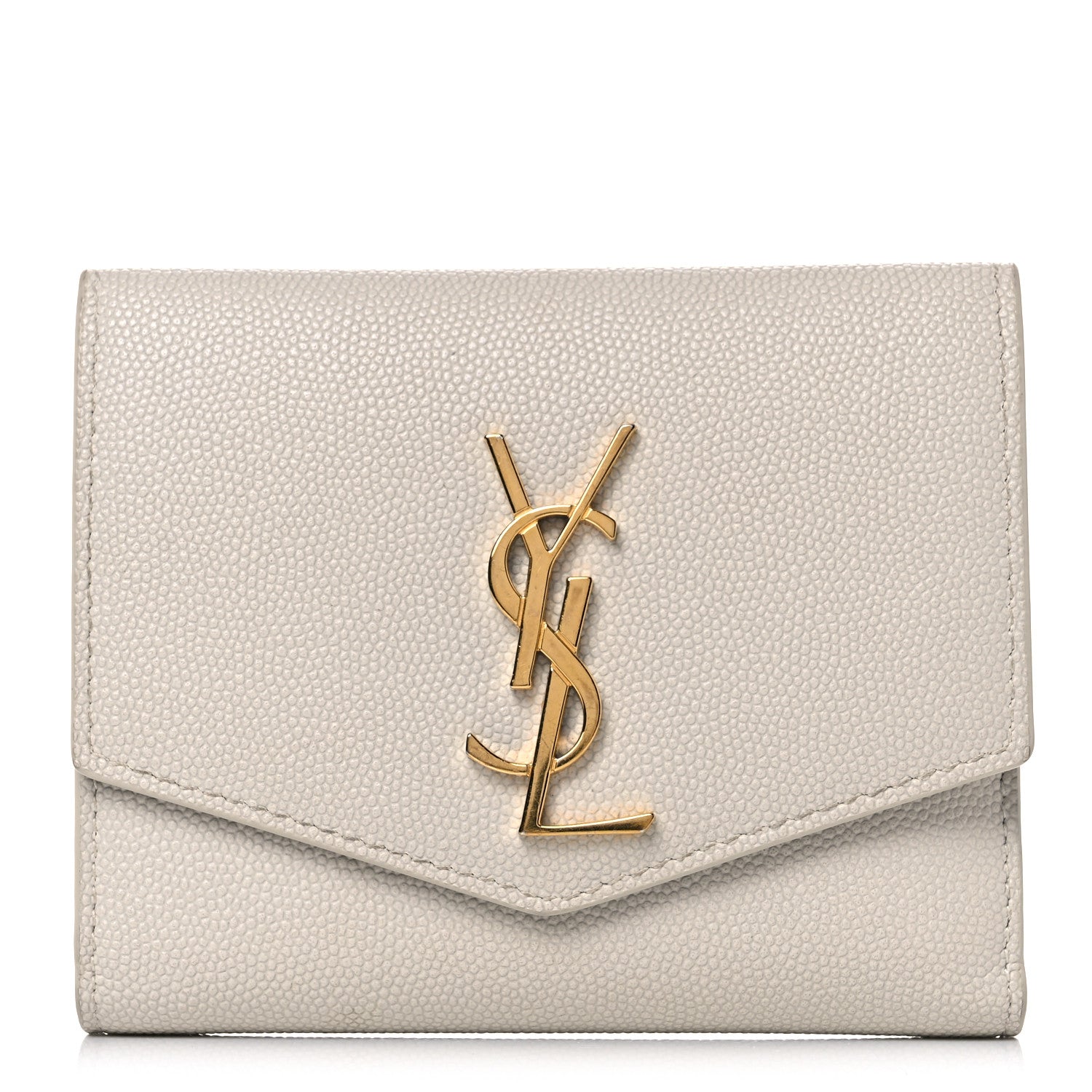 Saint Laurent Grain De Poudre Monogram Uptown Compact Wallet Blanc Vintage 1 of 17