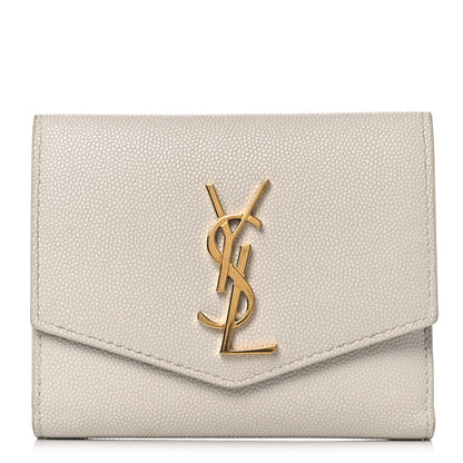 Saint Laurent Grain De Poudre Monogram Uptown Compact Wallet Blanc Vintage 1 of 17
