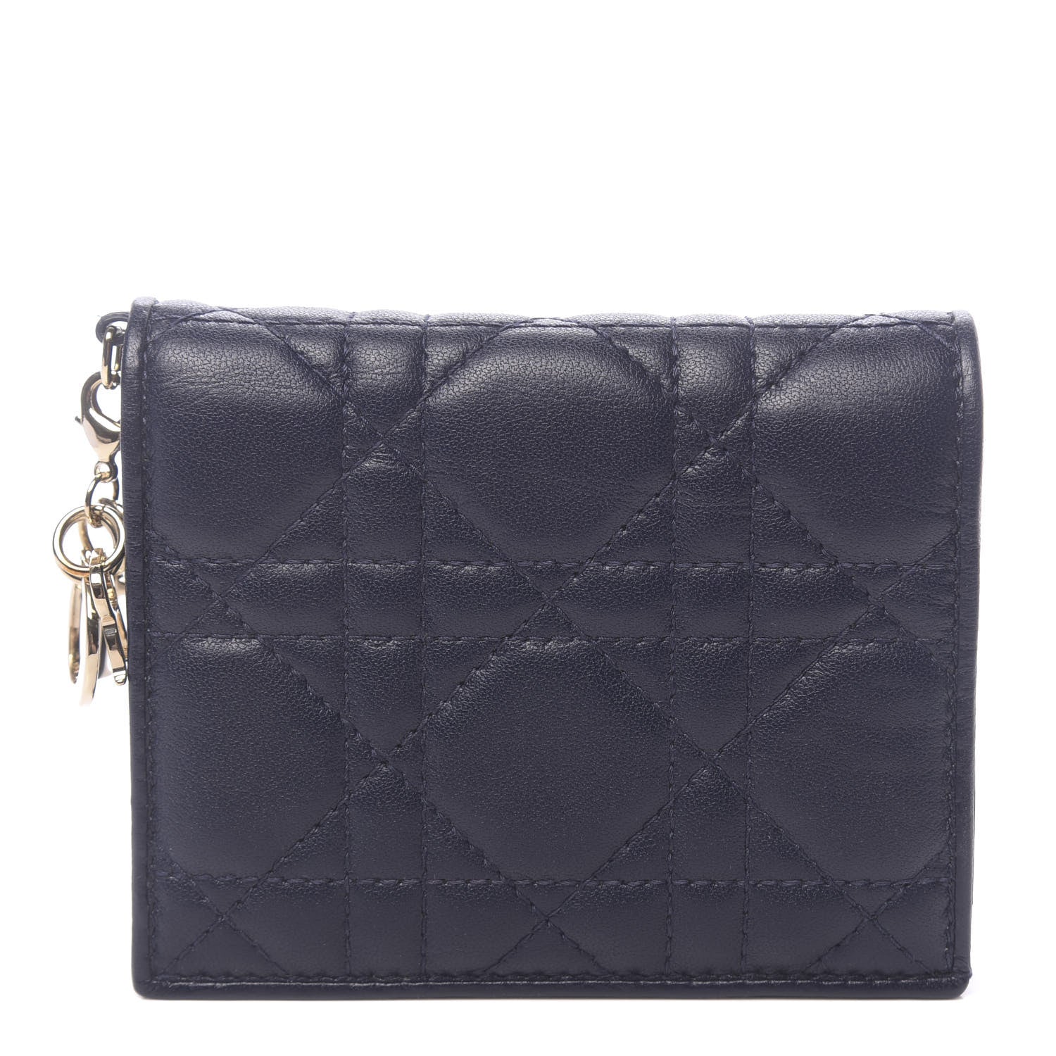 Christian Dior Lambskin Cannage Mini Lady Dior Wallet Navy 1 of 9