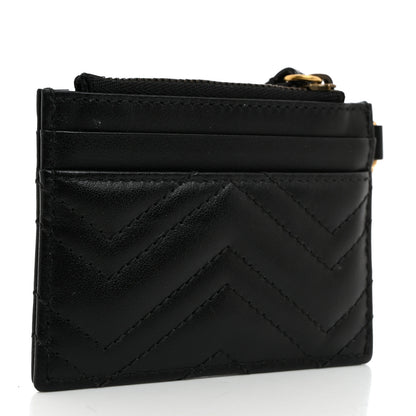 Gucci Calfskin Matelasse Chevron GG Marmont Key Case Card Holder Black 3 of 6
