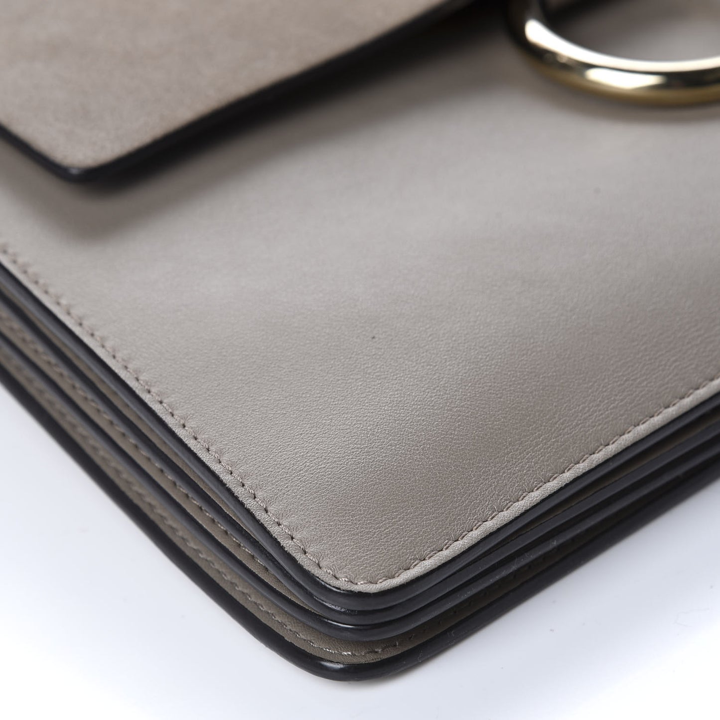 Calfskin Suede Medium Faye Shoulder Bag Motty Grey