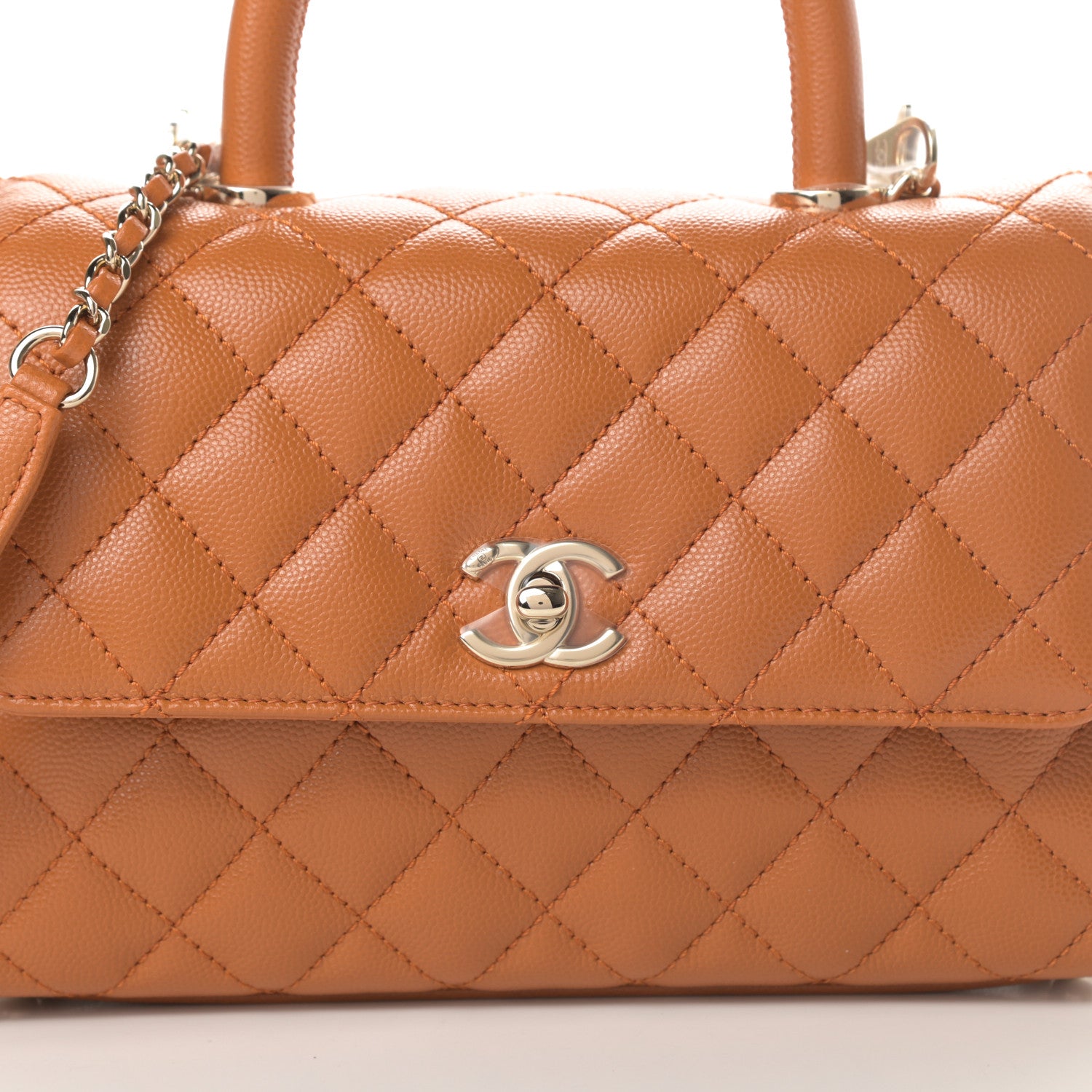 Chanel Caviar Quilted Mini Coco Handle Flap Light Brown 8 of 11
