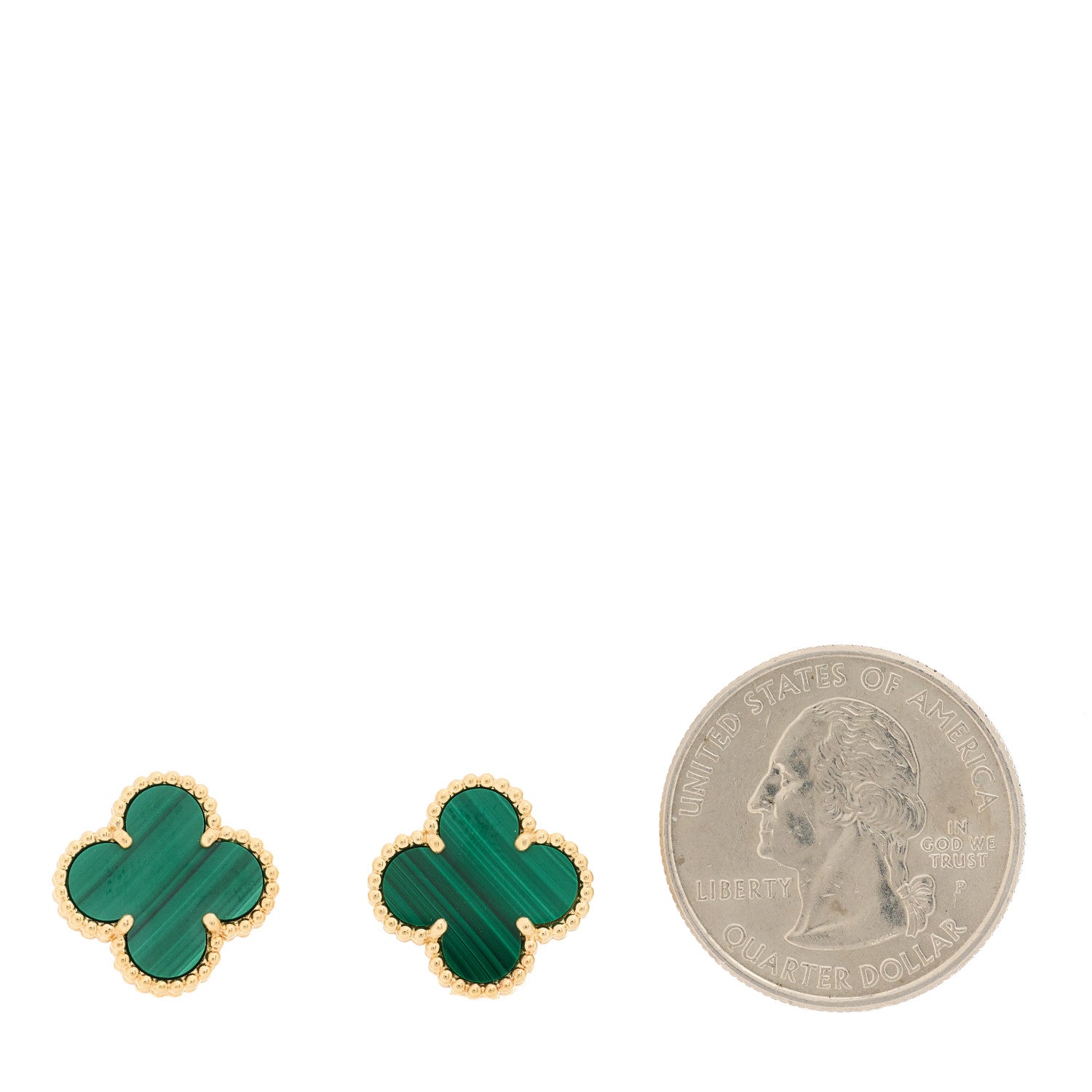 Van Cleef & Arpels 18K Yellow Gold Malachite Vintage Alhambra Earrings 2 of 4