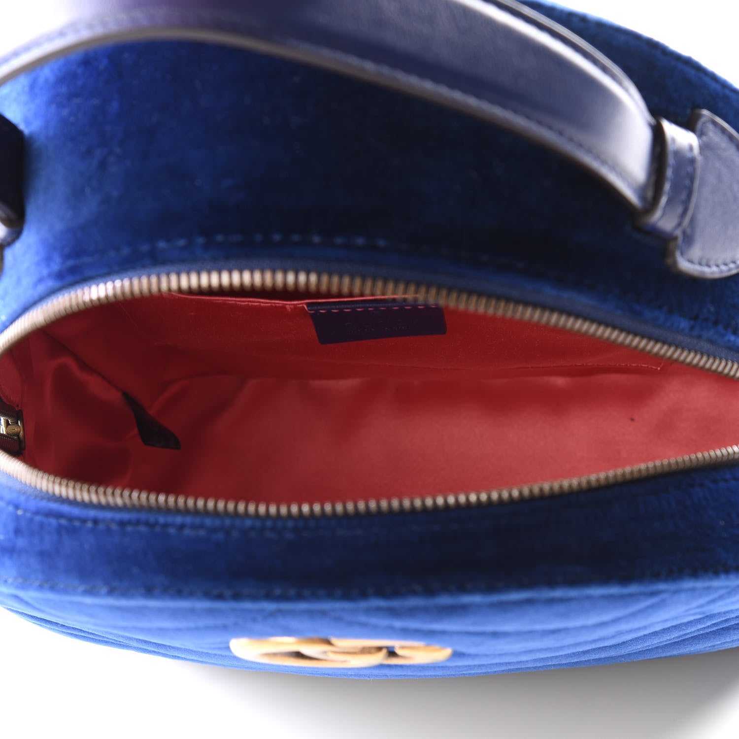 Gucci Velvet Matelasse GG Marmont Dome Backpack Cobalt Blue 4 of 9