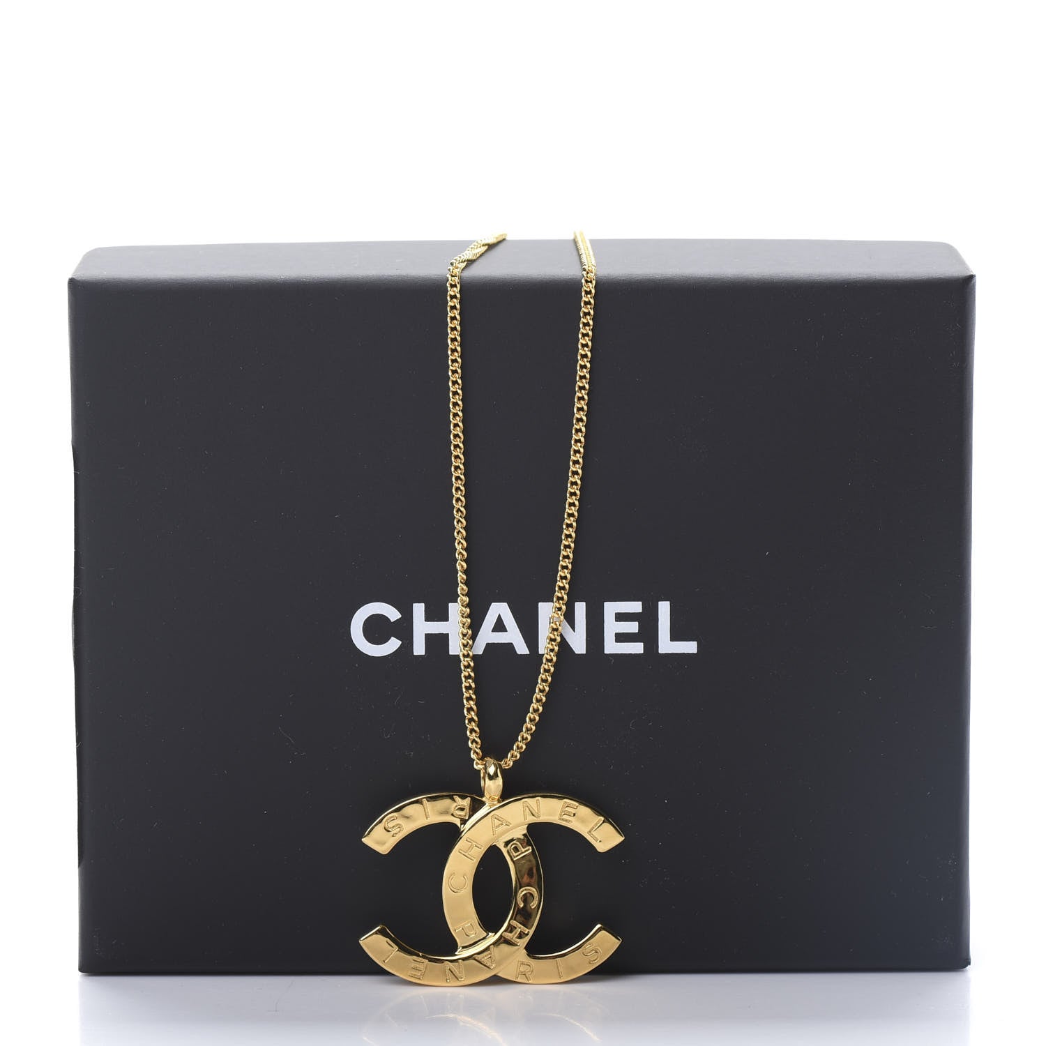 Chanel Metal CC Paris Button Necklace Gold 5 of 5