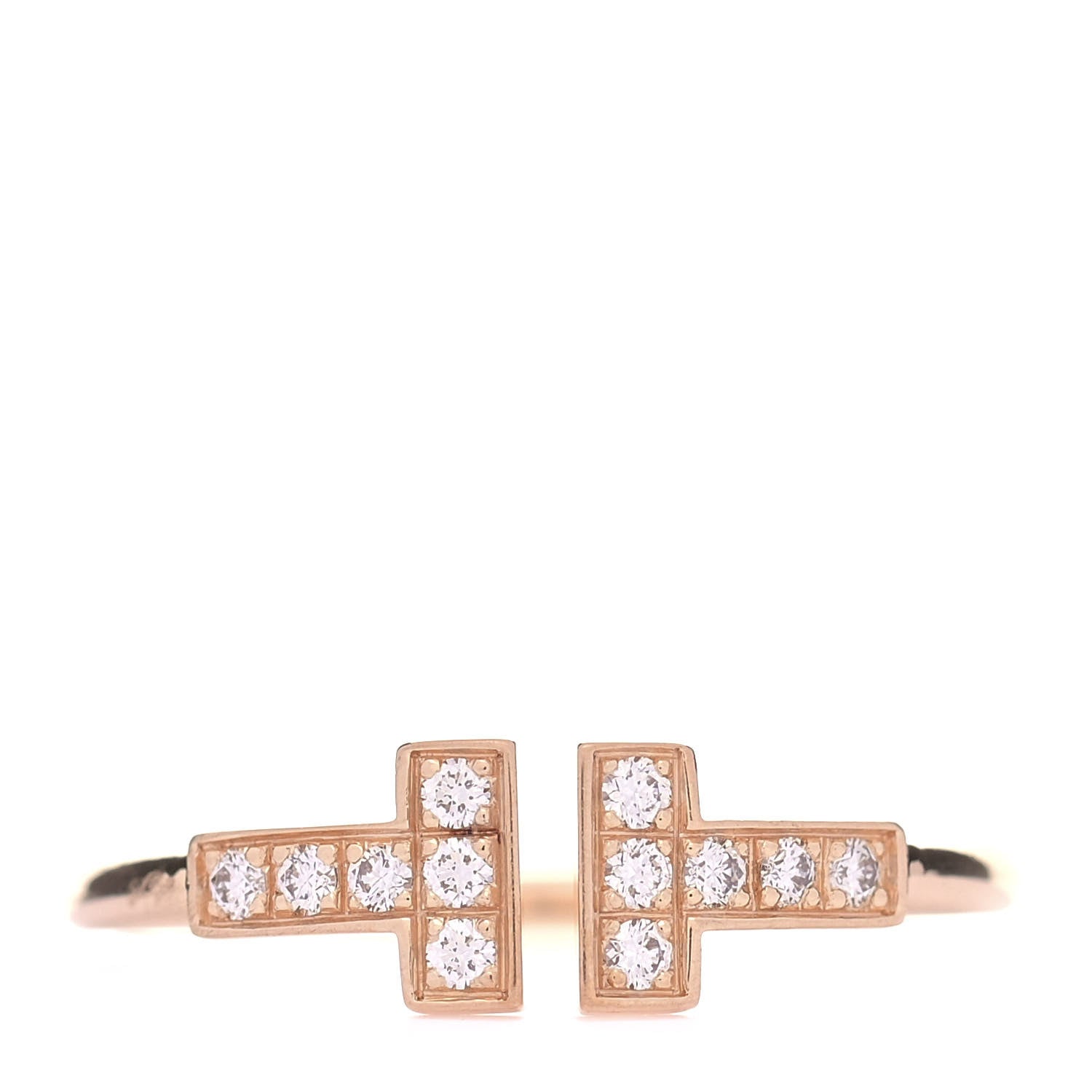 Tiffany 18K Rose Gold Diamond T Wire Ring 54 6.75 1 of 4