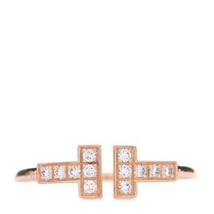 Tiffany 18K Rose Gold Diamond T Wire Ring 54 6.75 1 of 4