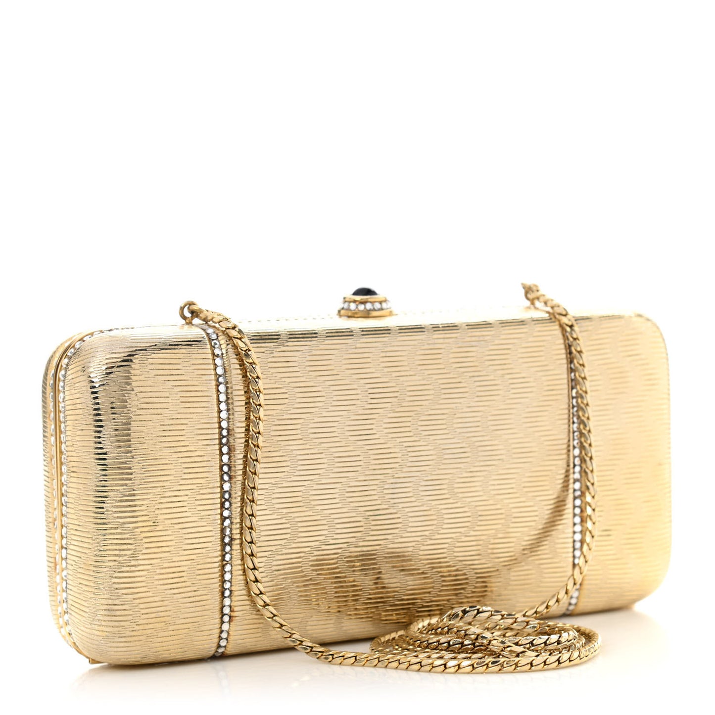 Crystal Minaudiere Clutch Gold