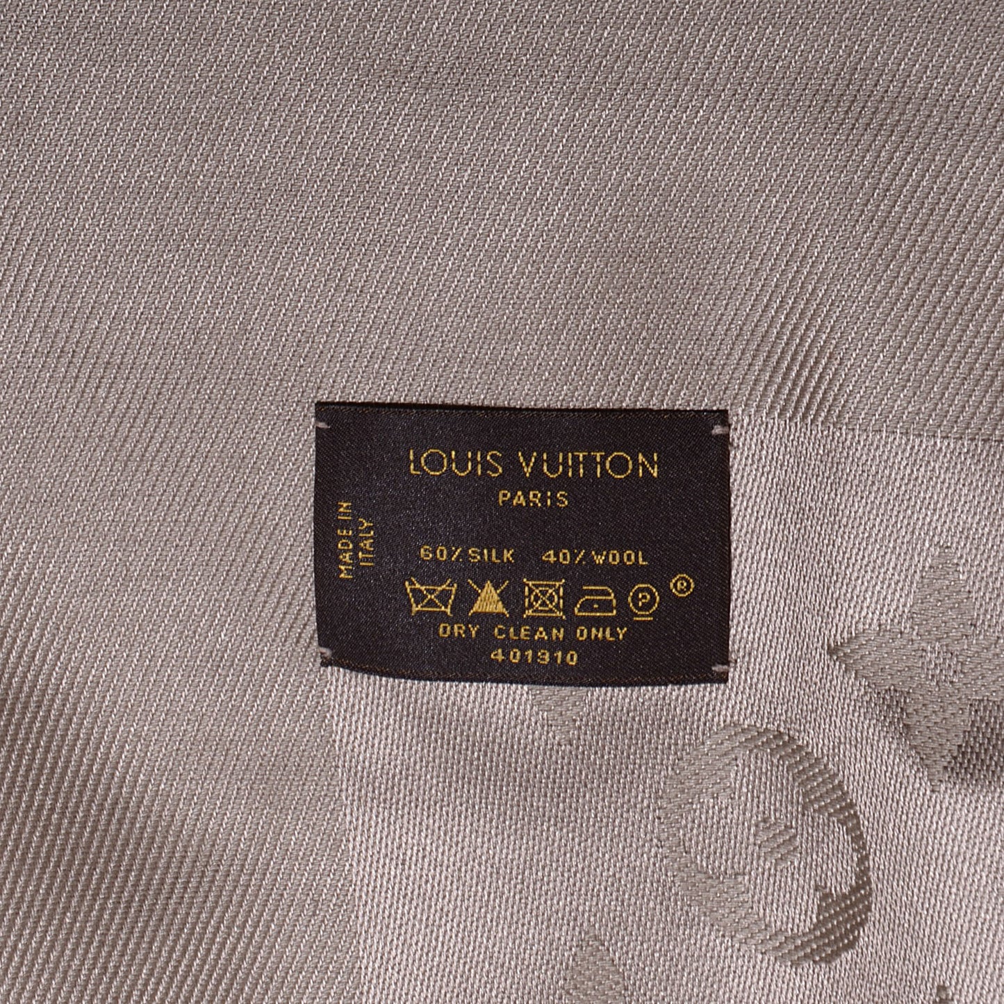 Silk Wool Monogram Shawl Beige