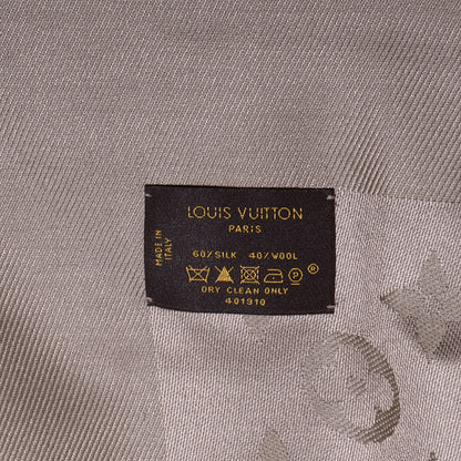 Louis Vuitton Silk Wool Monogram Shawl Beige 4 of 4