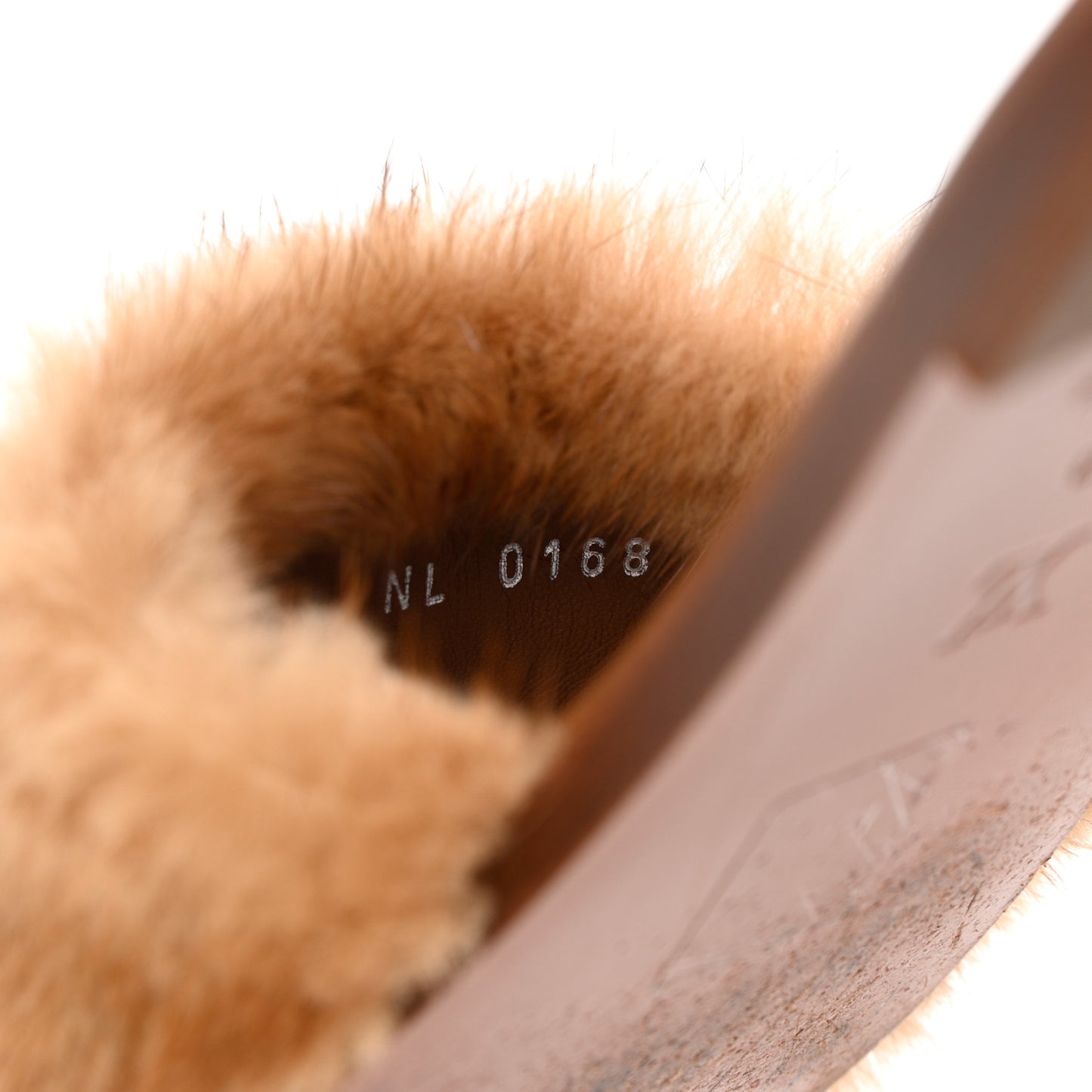 Mink Fur Lock It Flat Mule 40 Beige