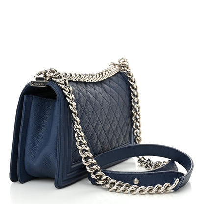 Chanel Iridescent Caviar Quilted Medium Boy Flap Blue 3 of 10