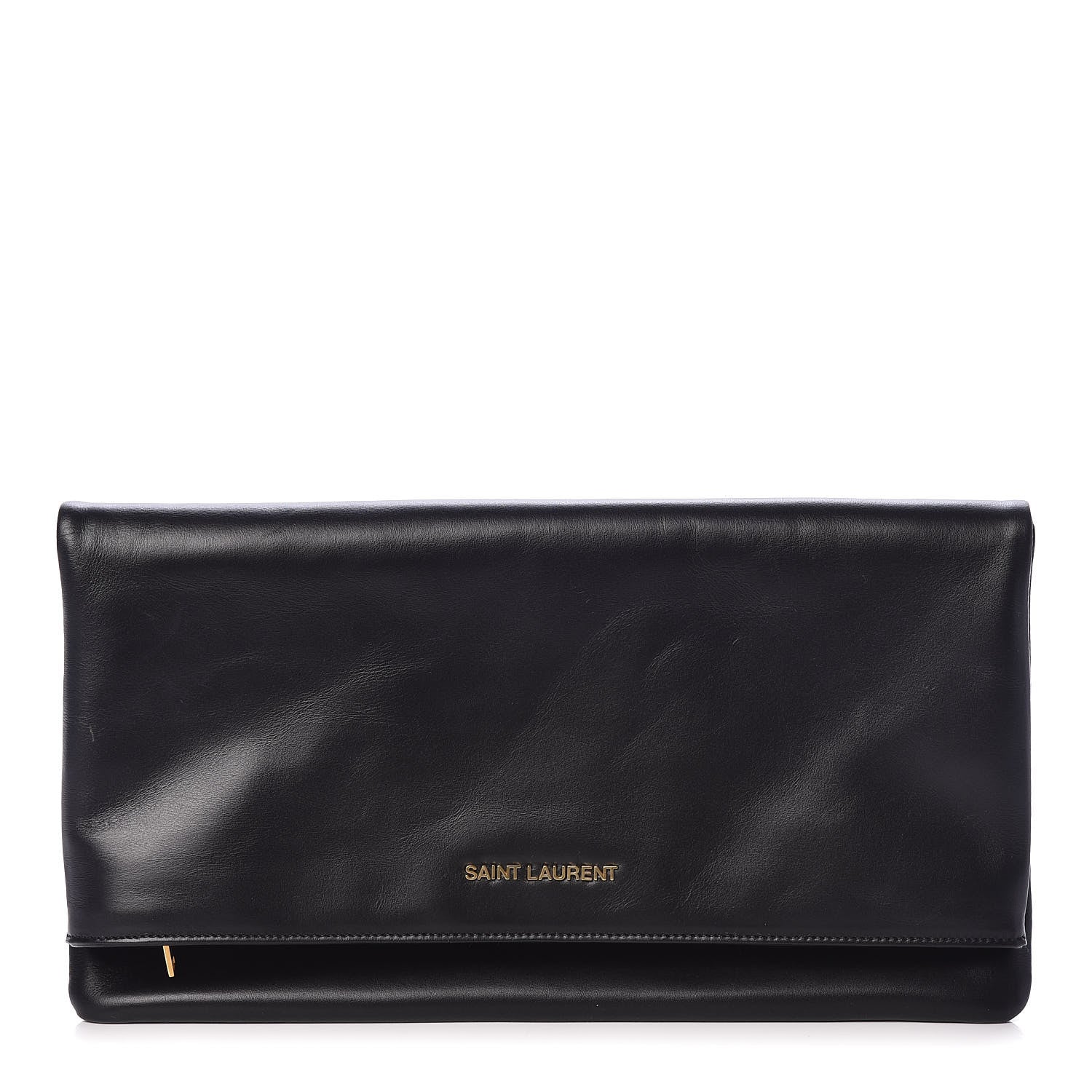 Saint Laurent Smooth Calfskin Letters Fold-Over Clutch Black 1 of 6