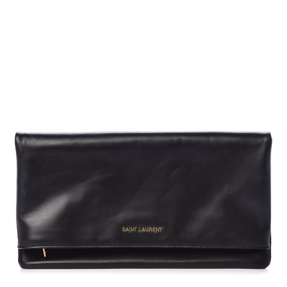 Saint Laurent Smooth Calfskin Letters Fold-Over Clutch Black 1 of 6