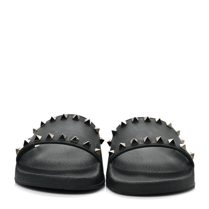 Valentino Garavani Rubber Rockstud Slide Sandals 37 Black 2 of 7