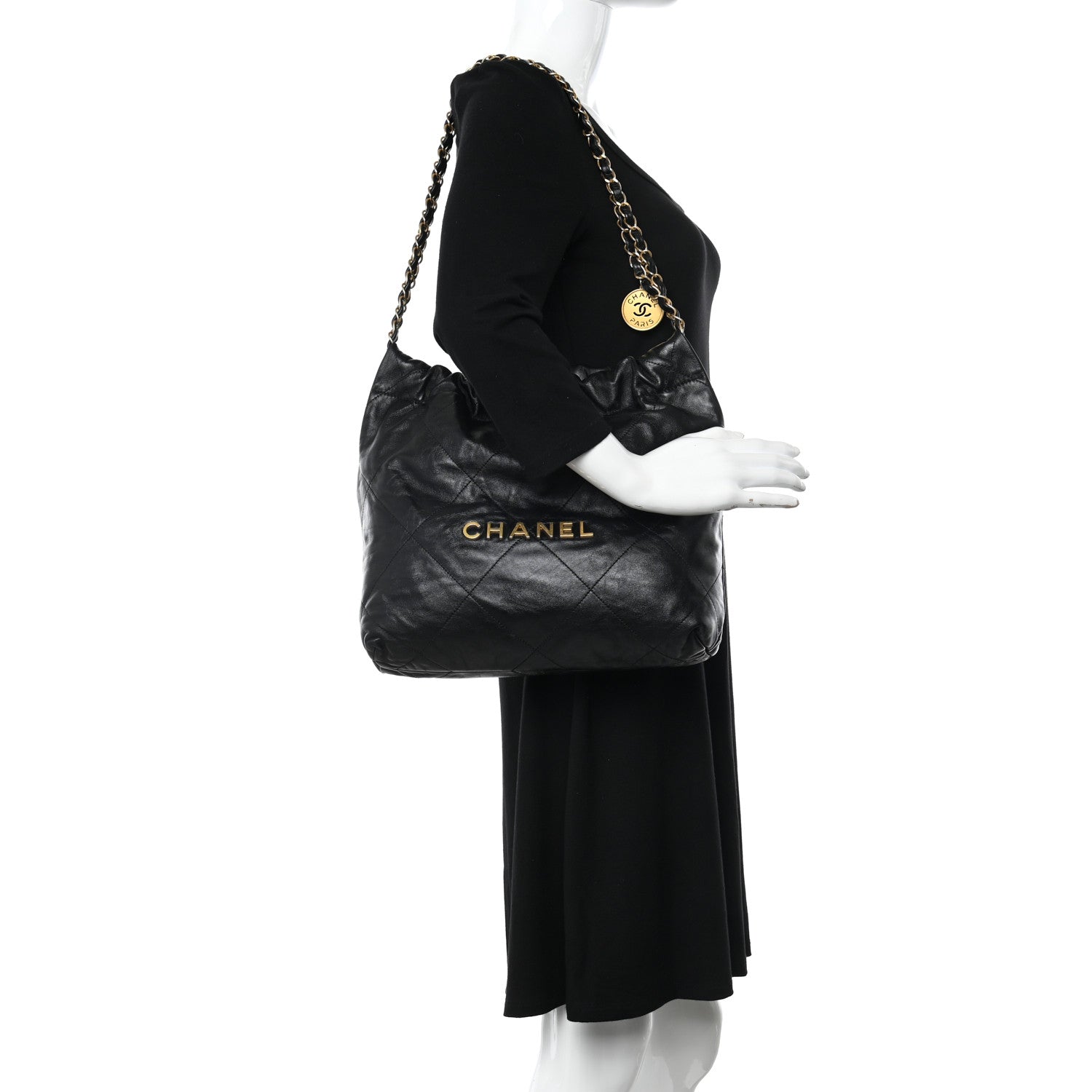 Chanel Shiny Calfskin Quilted Small Chanel 22 Black 2 of 11