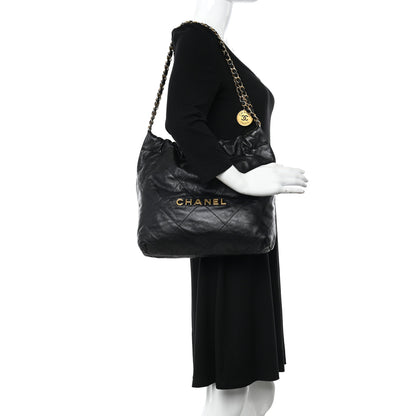 Chanel Shiny Calfskin Quilted Small Chanel 22 Black 2 of 11