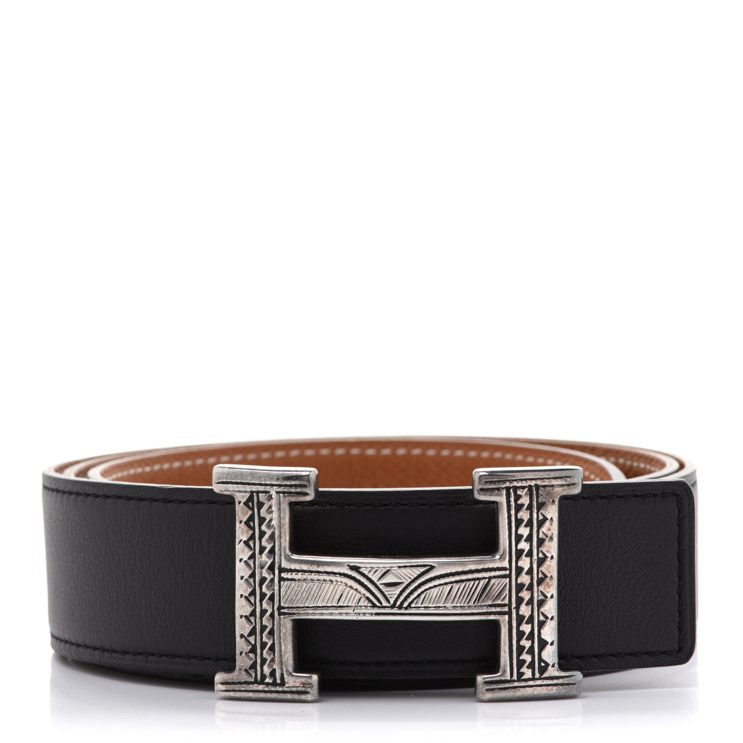 Swift Epsom Sterling Silver Touareg 32mm H Belt 85 Black Gold