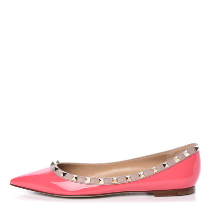Valentino Garavani Patent Nappa Rockstud Ballerina Flats 39 Deep Rose Poudre 1 of 8