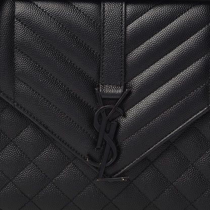 Saint Laurent Grain De Poudre Textured Mixed Matelasse Triquilt Medium Monogram Satchel Black 16 of 16