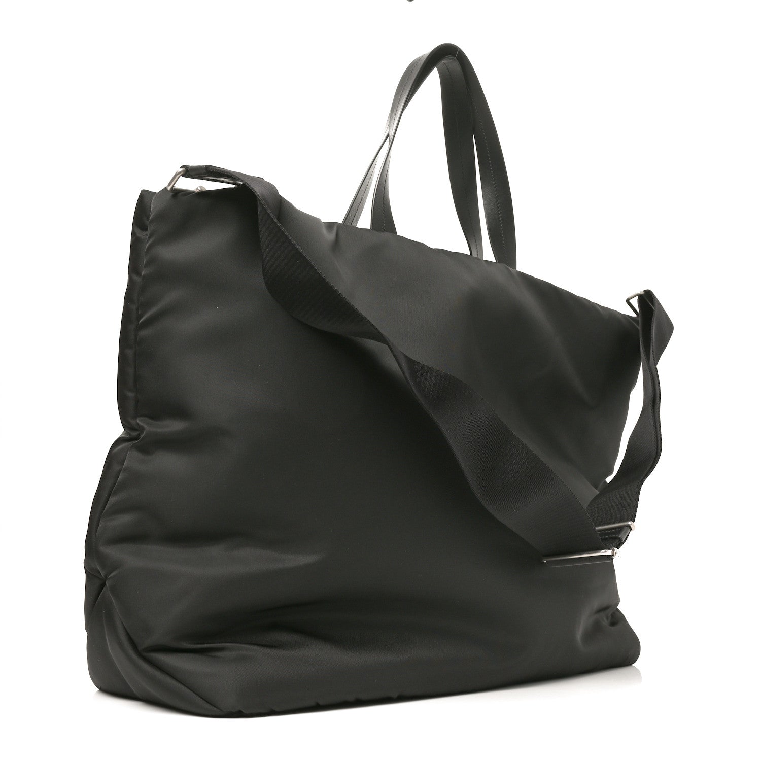 Prada Tessuto Nylon Soft Padded Large Shopping Tote Black 3 of 9