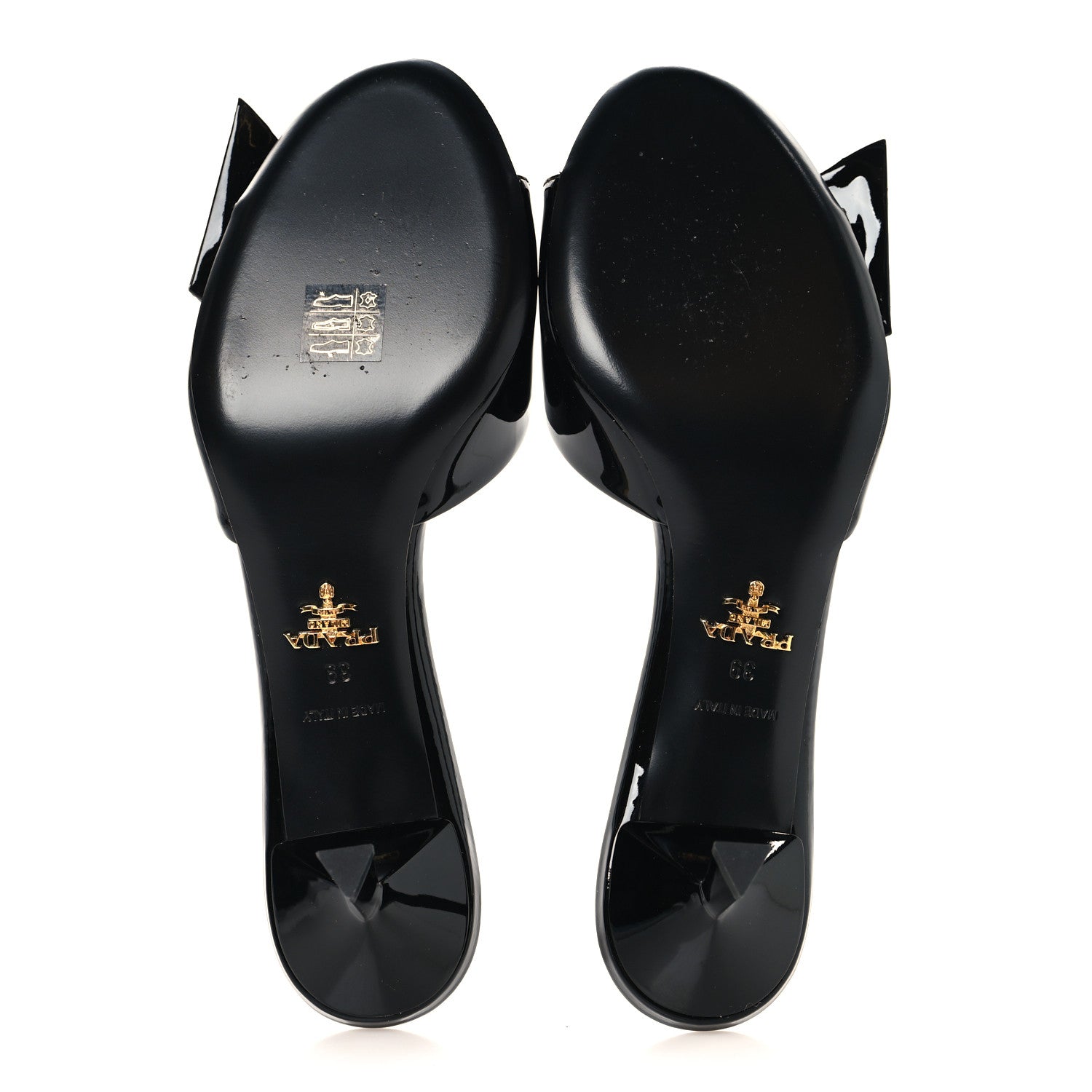Prada Vernice Crystal Bow Pumps 39 Black 6 of 9