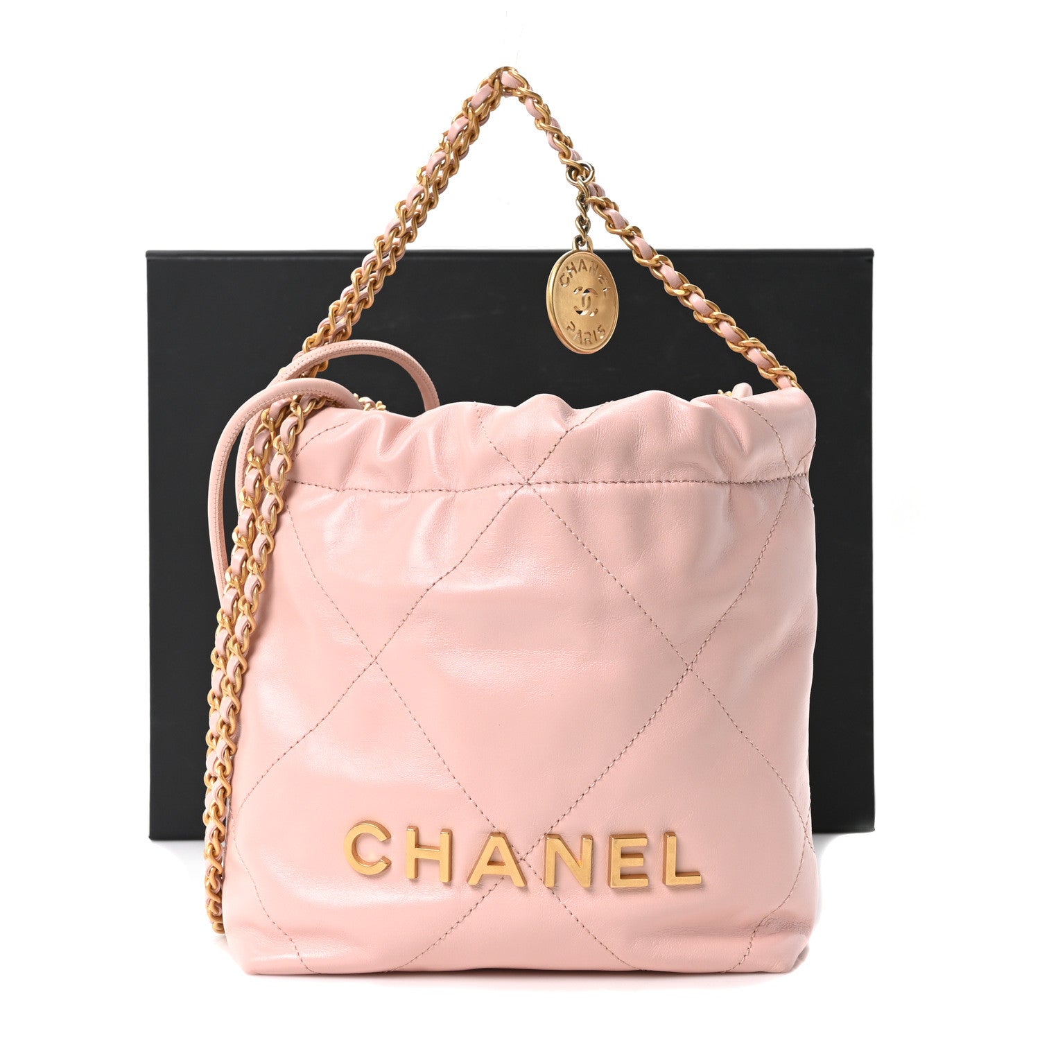Chanel Shiny Calfskin Quilted Mini Chanel 22 Light Pink 1837751