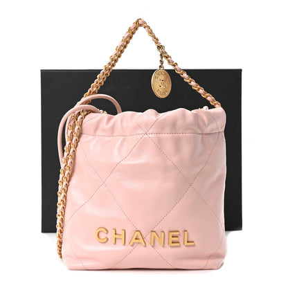 Chanel Shiny Calfskin Quilted Mini Chanel 22 Light Pink 11 of 11