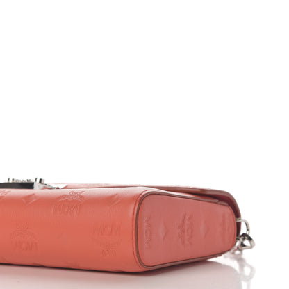 MCM Calfskin Ottomar Monogram Medium Millie Crossbody Bag Hot Coral 7 of 9