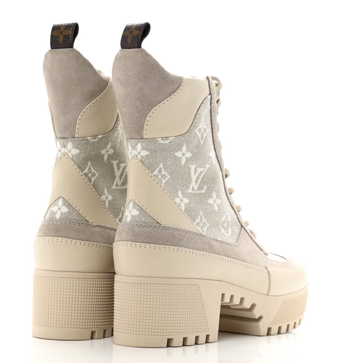 Louis Vuitton Suede Calfskin Laureate Platform Desert Boots 37.5 Taupe 5 of 11
