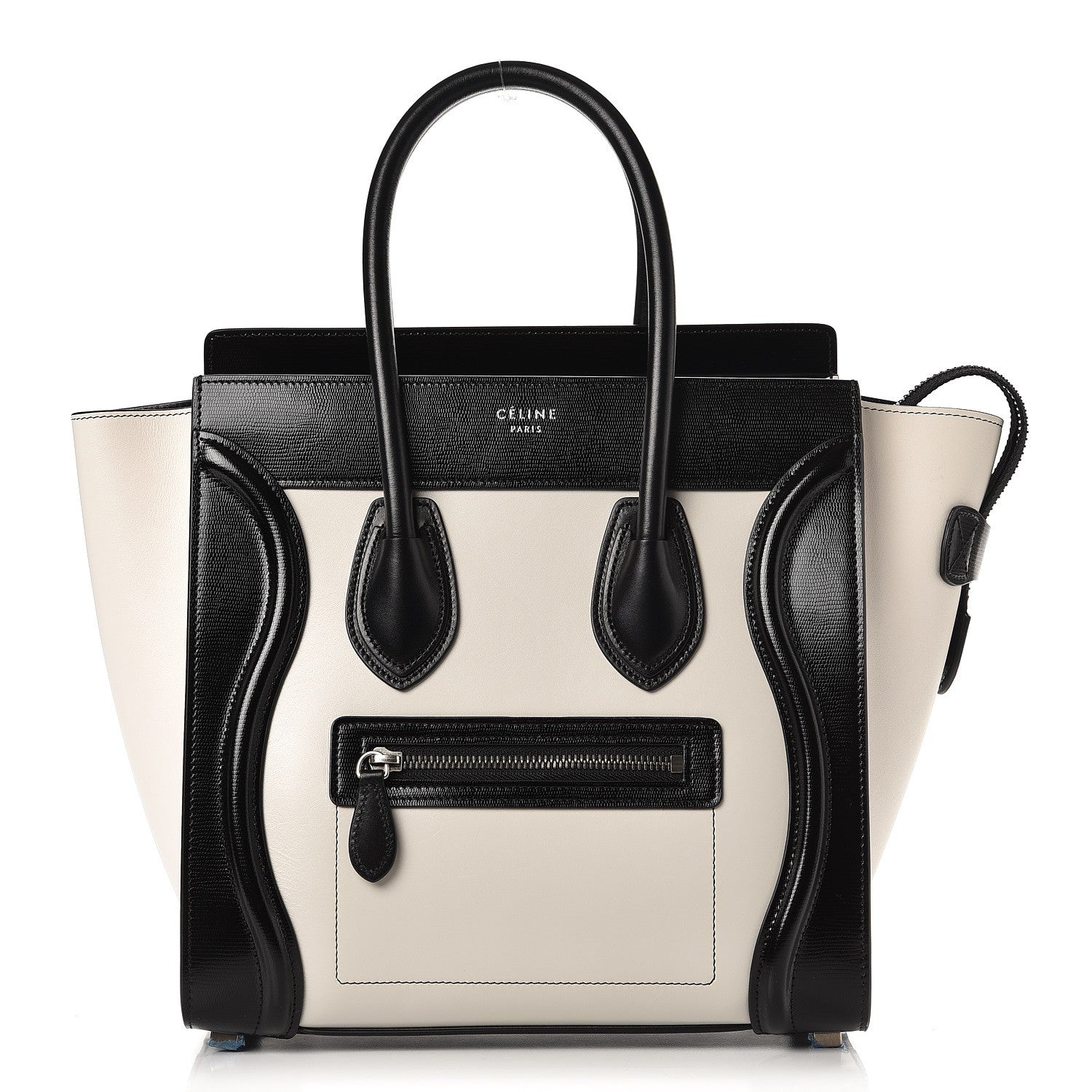 Celine Sleek Calfskin Micro Bi-Color Luggage Black White 1 of 8