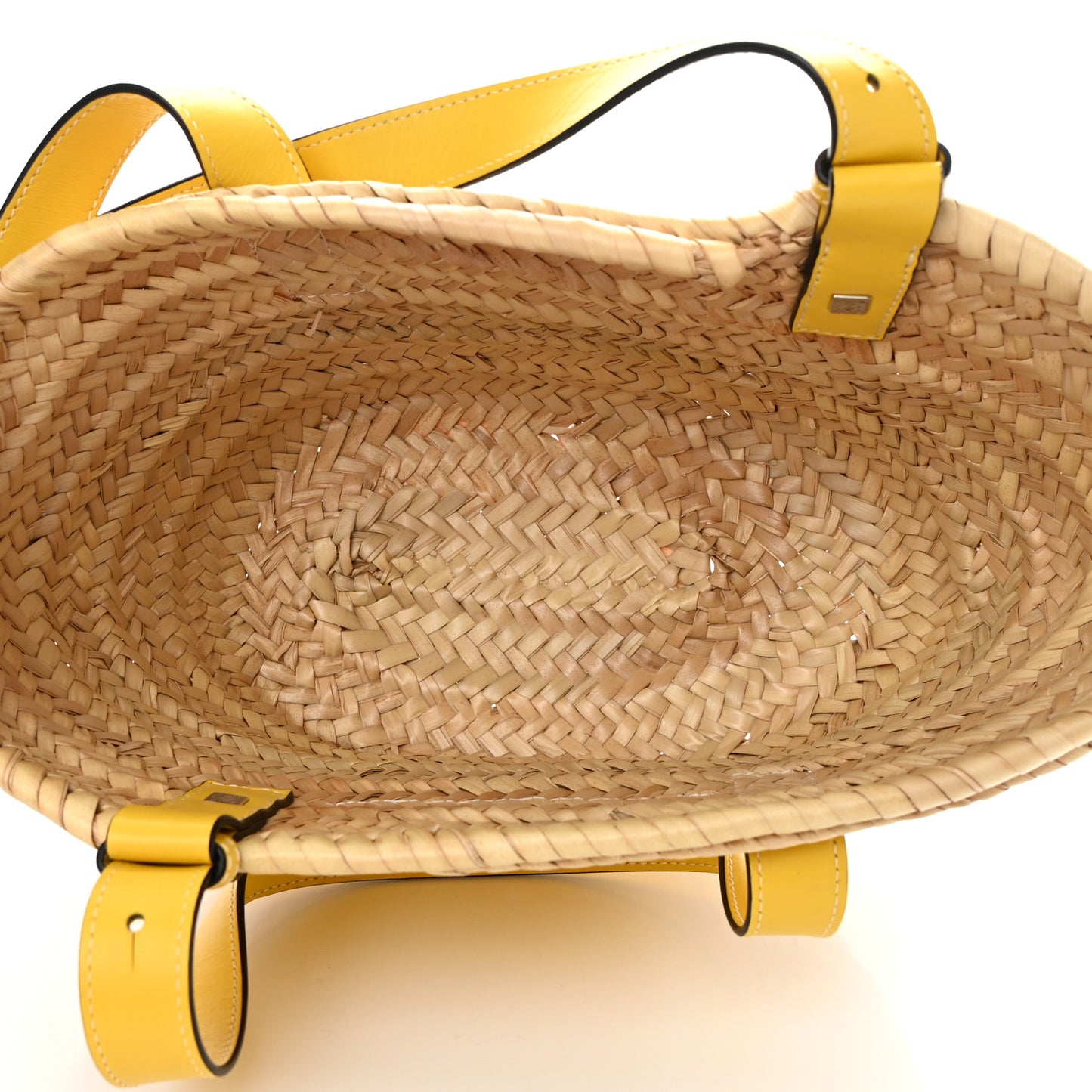Raffia Small Basket Tote Bag Natural Yellow