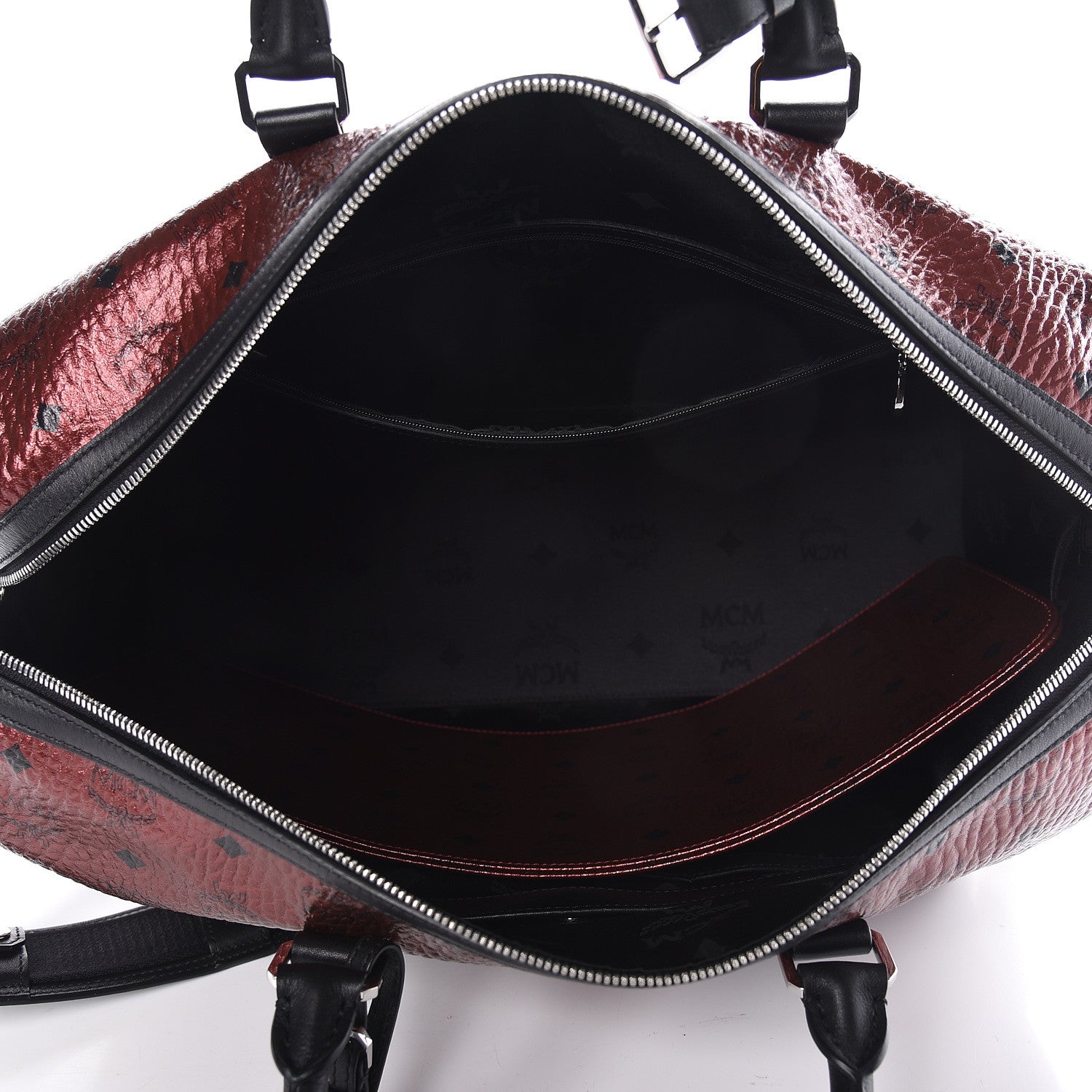 MCM Metallic Visetos Medium Traveler Weekender Bag Scooter Red 9 of 11