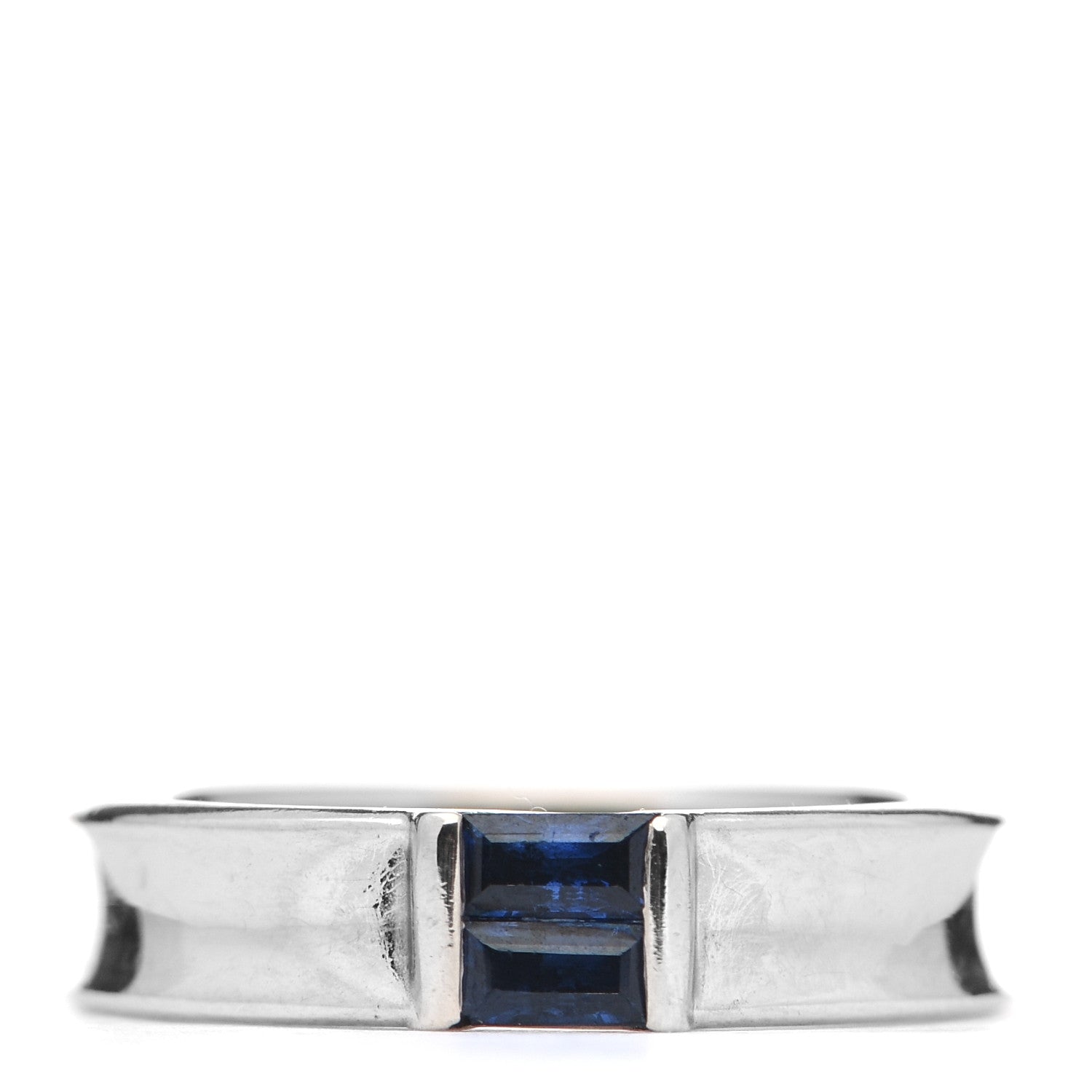 Tiffany 18K White Gold Blue Sapphire Stacking Ring 49 5 1 of 4