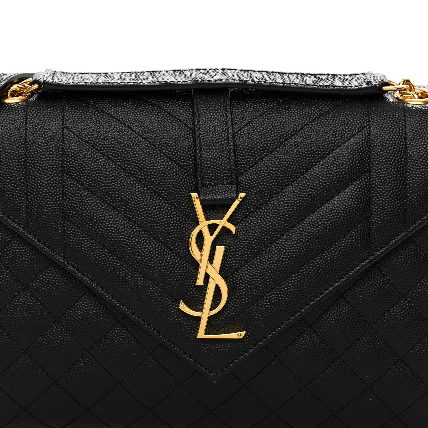Saint Laurent Grain De Poudre Textured Mixed Matelasse Triquilt Medium Monogram Satchel Black 7 of 9