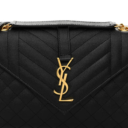 Saint Laurent Grain De Poudre Textured Mixed Matelasse Triquilt Medium Monogram Satchel Black 7 of 9