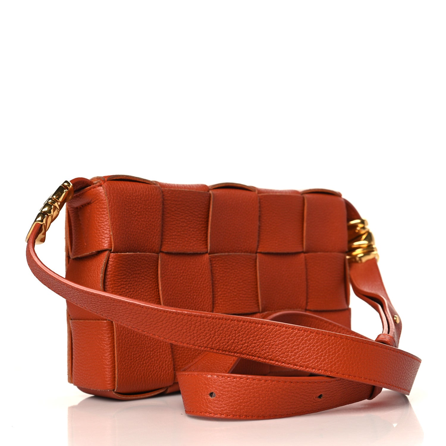 Bottega Veneta Grained Calfskin Intrecciato Cassette Crossbody Bag Maple 3 of 12